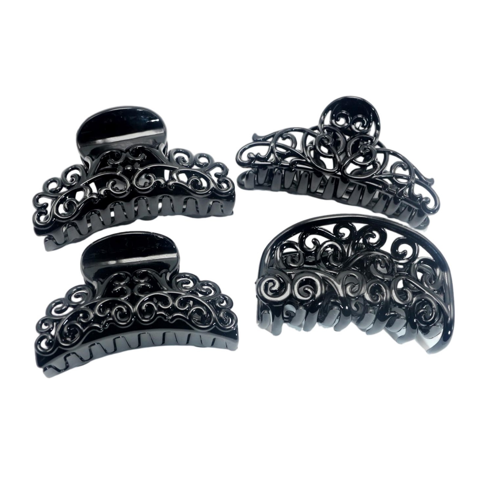 Hair Clip Claw Large - 4 fermagli per capelli neri in